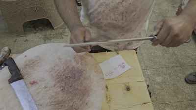 Traditional Butcher Knife Sharpening in Cairo