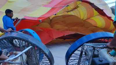 Hot Air Balloon Inflation Preparation, Luxor West Bank