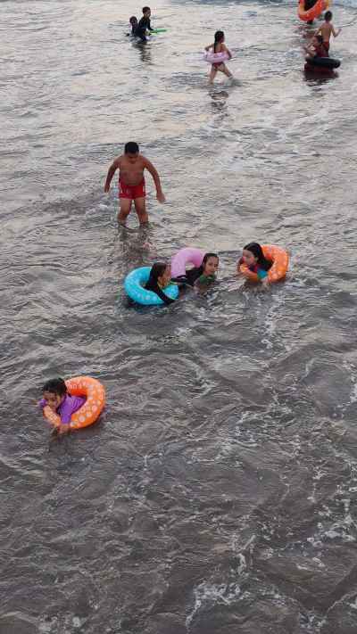 Children Swimming with Floaties, Ras El Bar Beach, Damietta