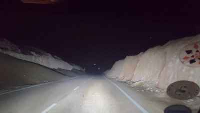 Night Driving on Western Desert Road, Rocky Highlands