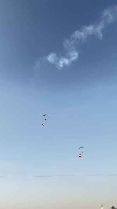 Paragliders Carrying Egyptian Flags, New Administrative Capital