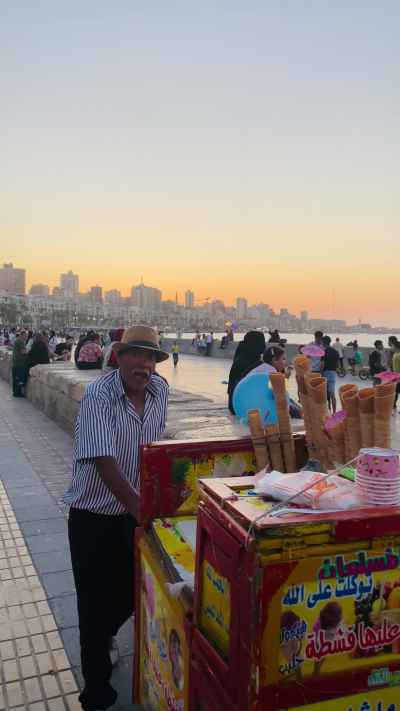 Ice Cream Street Vendor, Alexandria Corniche Sunset
