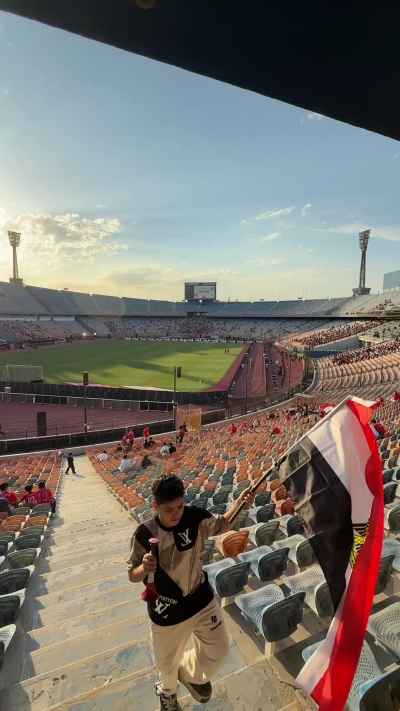 Egyptian Fan Waves Flag at Cairo International Stadium