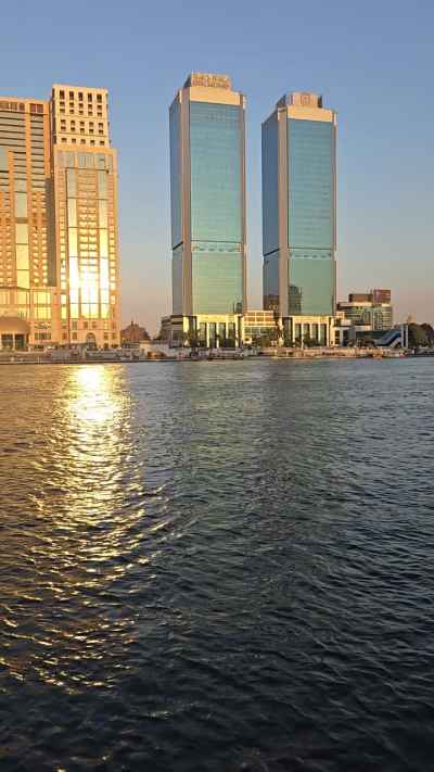 Nile Corniche Zamalek Twin Towers Sunset Cairo