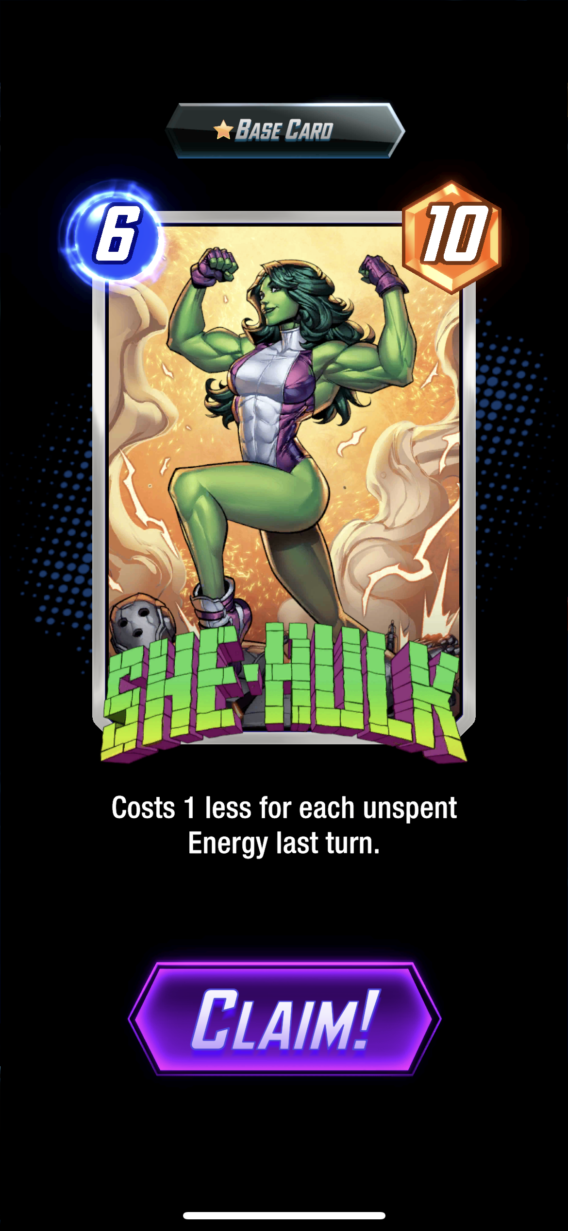 She-Hulk card from Marvel Snap.