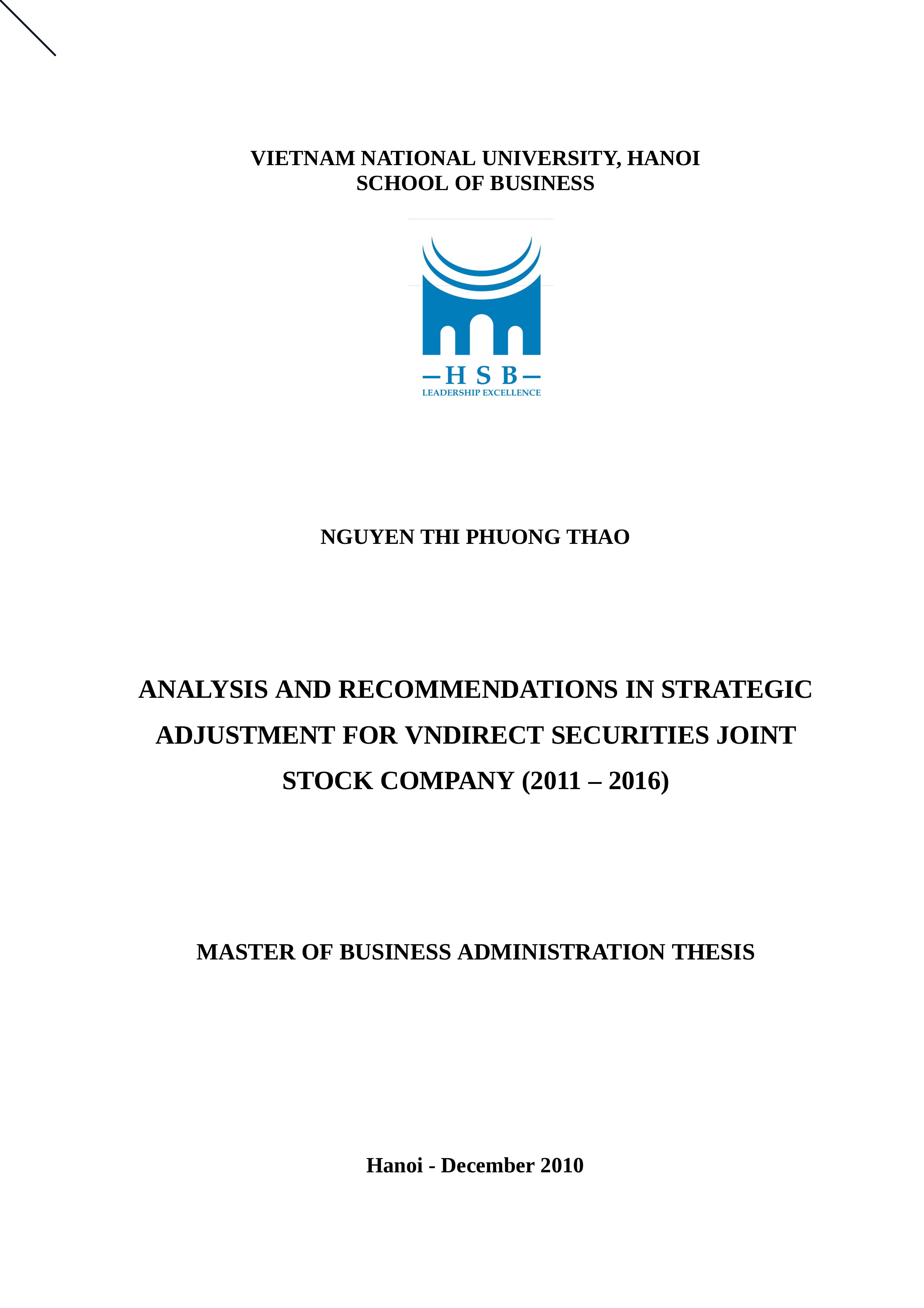 Analysis and recommendations in strategic adjustment for VNDIRECT securities joint stock company