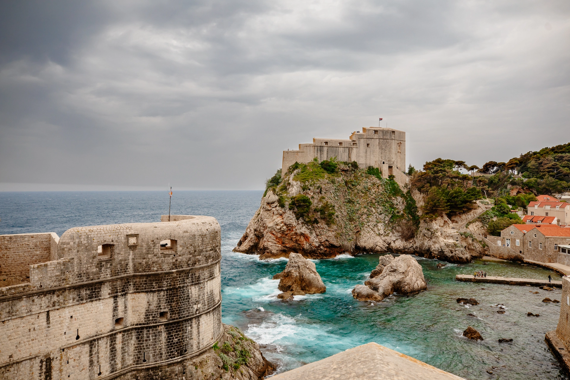 Tranquil View of Fort Bokar and Lovrijenac Fortress in Dubrovnik