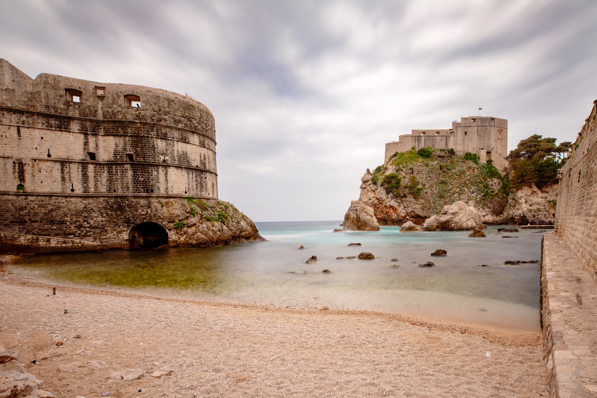Tranquil View of Fort Bokar and Lovrijenac Fortress in Dubrovnik