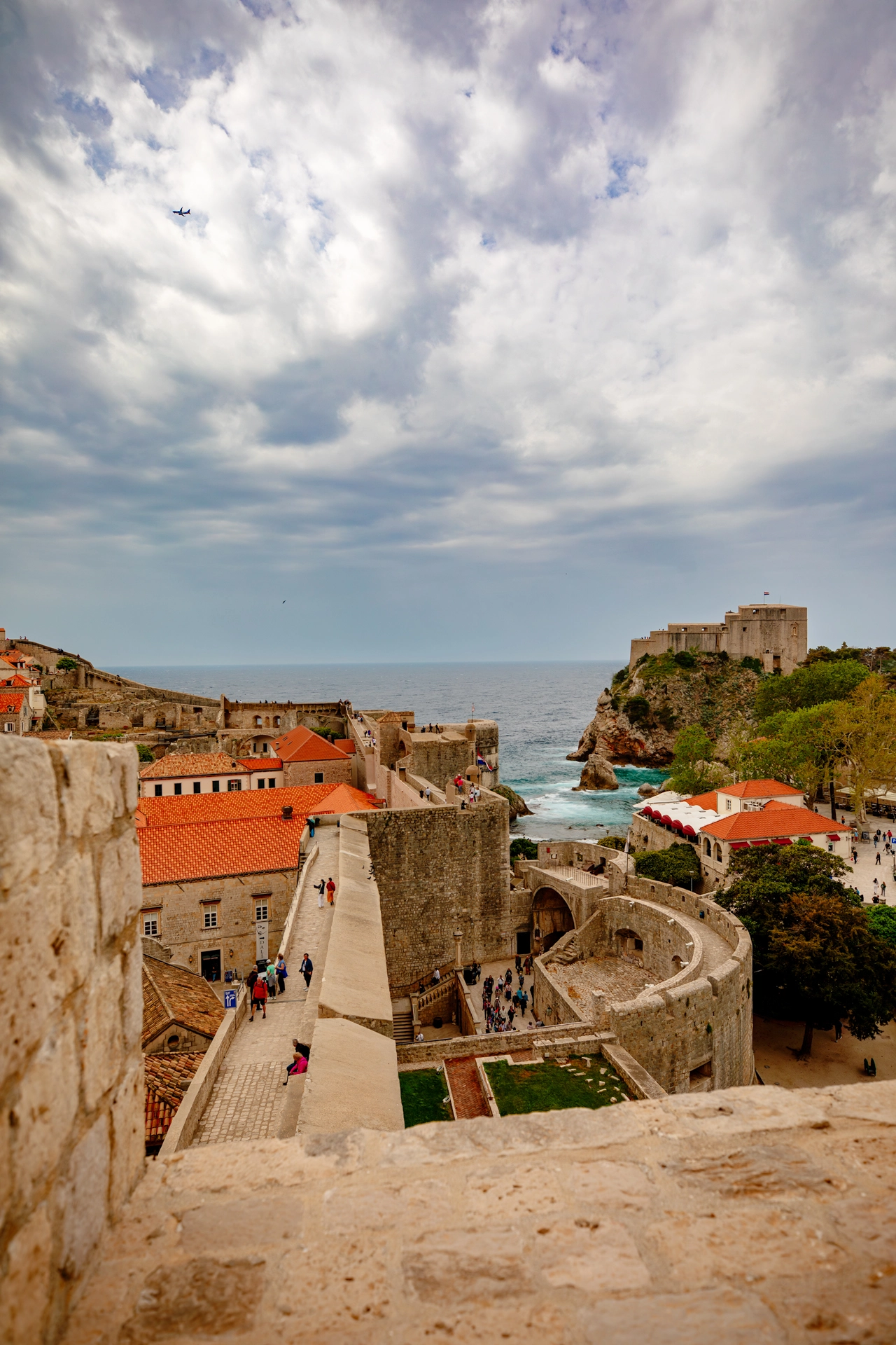 Dramatic Cliffside Walls of Dubrovnik Overlooking the Adriatic