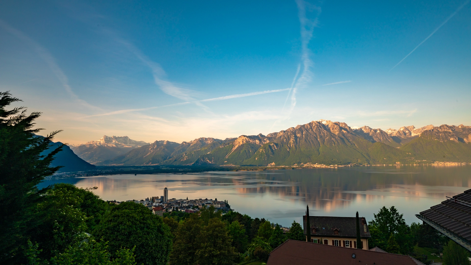 Golden Light on Montreux and the Majestic Dents du Midi