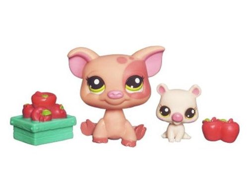 Littlest Pet Shop Exclusive Funniest Pet Pairs Figures Pink Bunny and Bull Terrier with Mailbox Hasbro