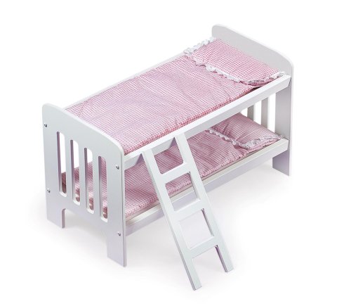 Badger Basket White Rose Doll Bunk Bed with Ladder and Bedding 1157