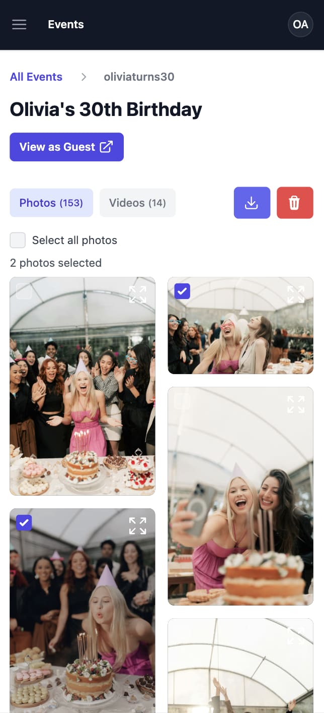 Qrowd Pics event creation interface