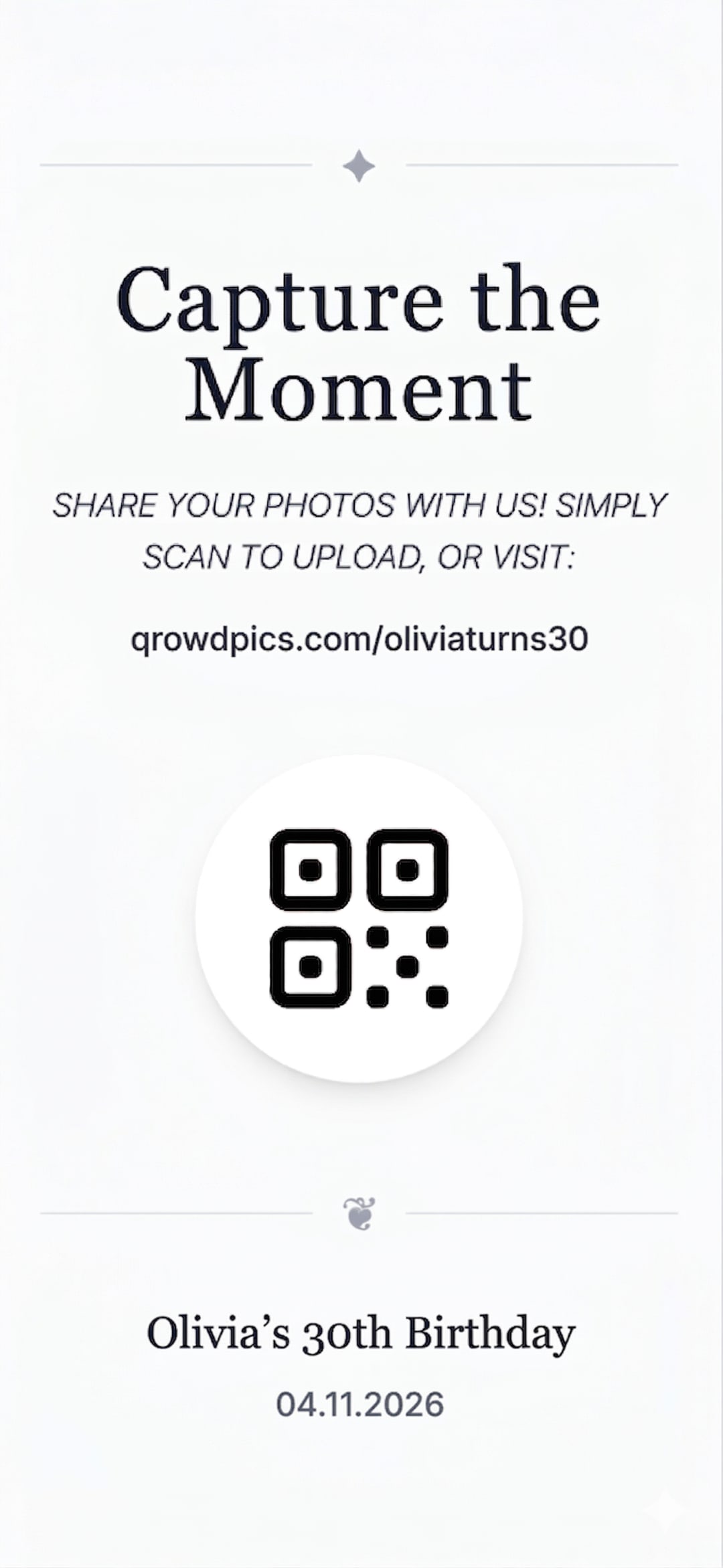 Qrowd Pics event creation interface