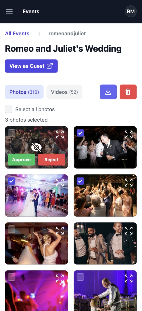 Qrowd Pics event creation interface
