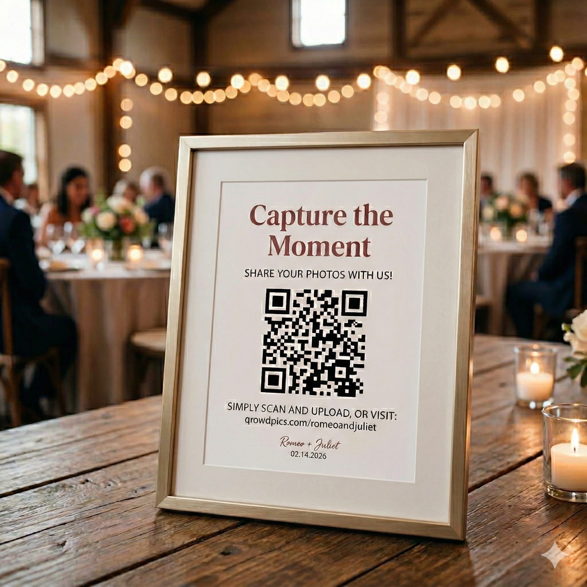 Wedding guests sharing photos together