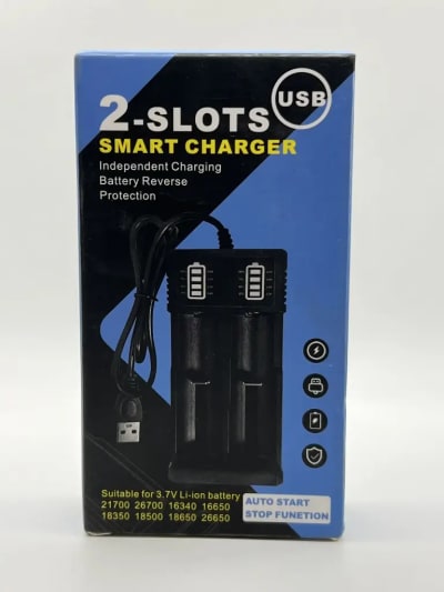 USB Dual-Slot Lithium Battery Charger