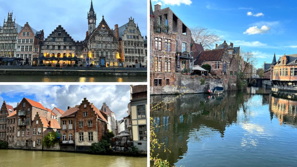 3 Photos Collage of Ghent from the water