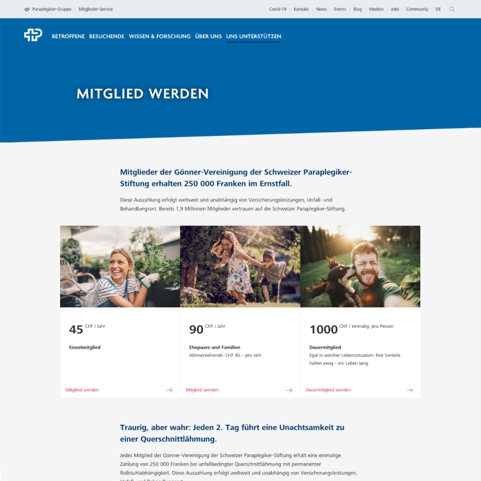 Website Swiss Paraplegic Foundation