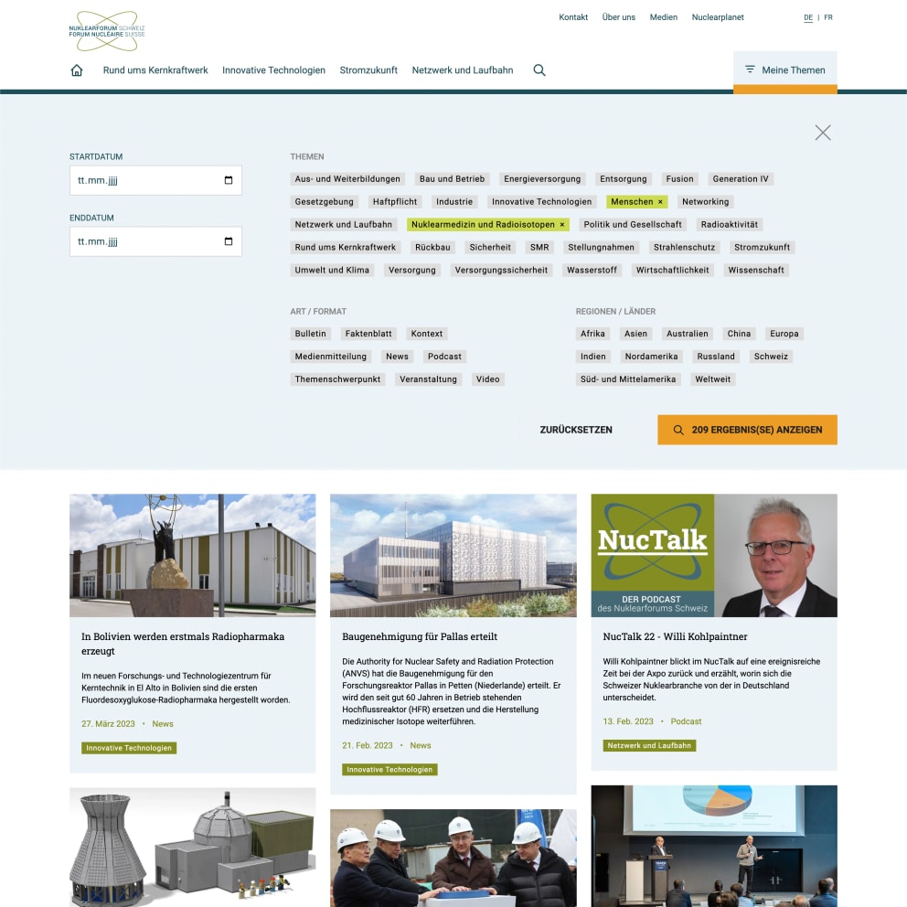 Website Nuklearforum Schweiz 