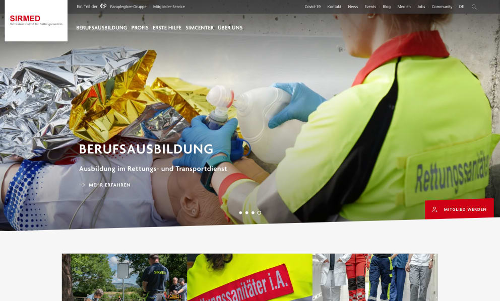 Websites Schweizer Paraplegiker Zentrum, SIRMED