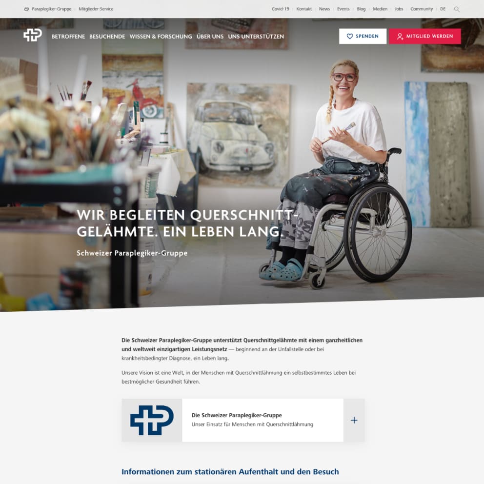 Website Swiss Paraplegic Foundation