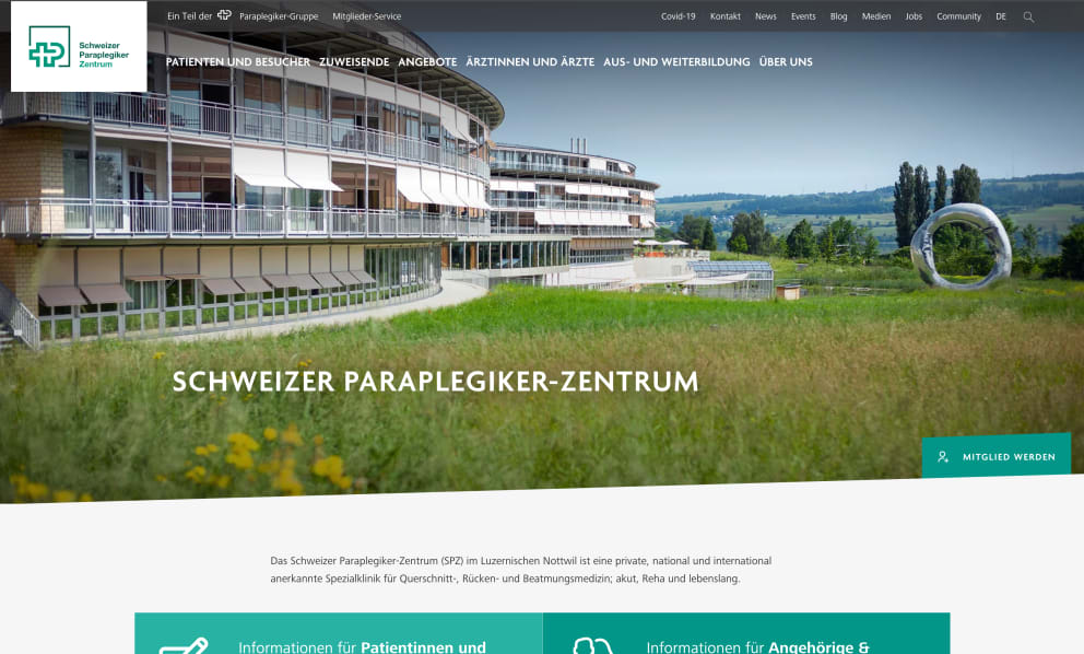 Websites Schweizer Paraplegiker Zentrum, SIRMED