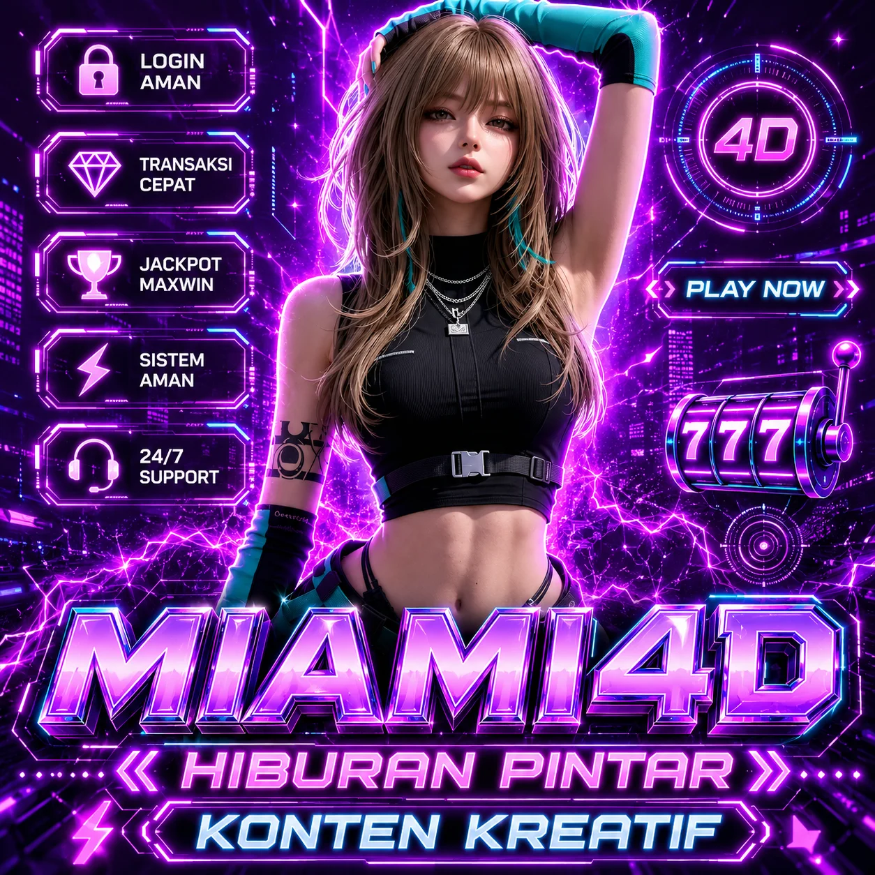Thumbnail 1 of 3, Poster, MIAMI4D : Ekosistem Hiburan Pintar & Konten Kreatif Terlengkap 2026 designed and sold by MIAMI4D.
