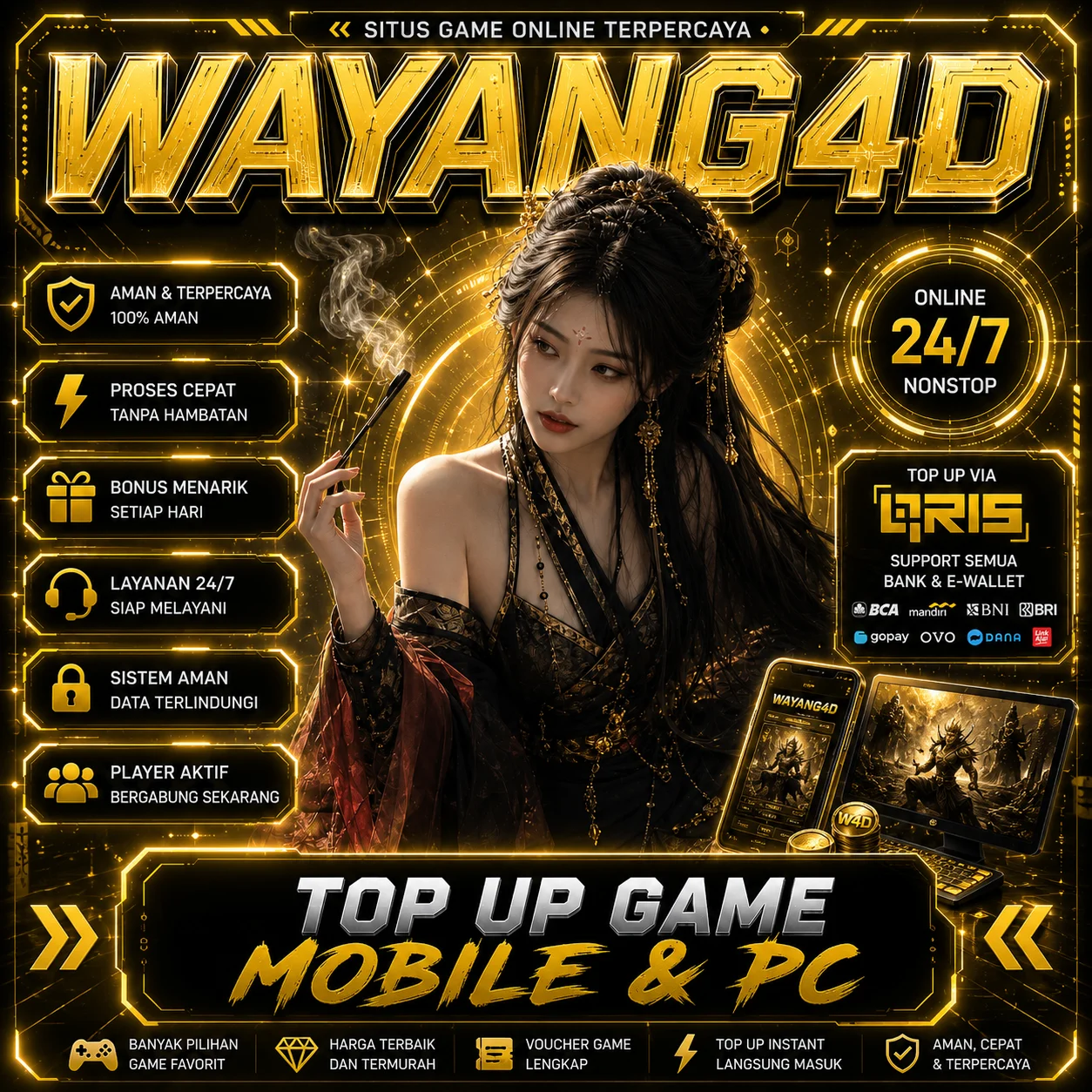 WAYANG4D Pusat Top Up Game Mobile & PC 2026 | Jaminan Aman, Pasti Legal