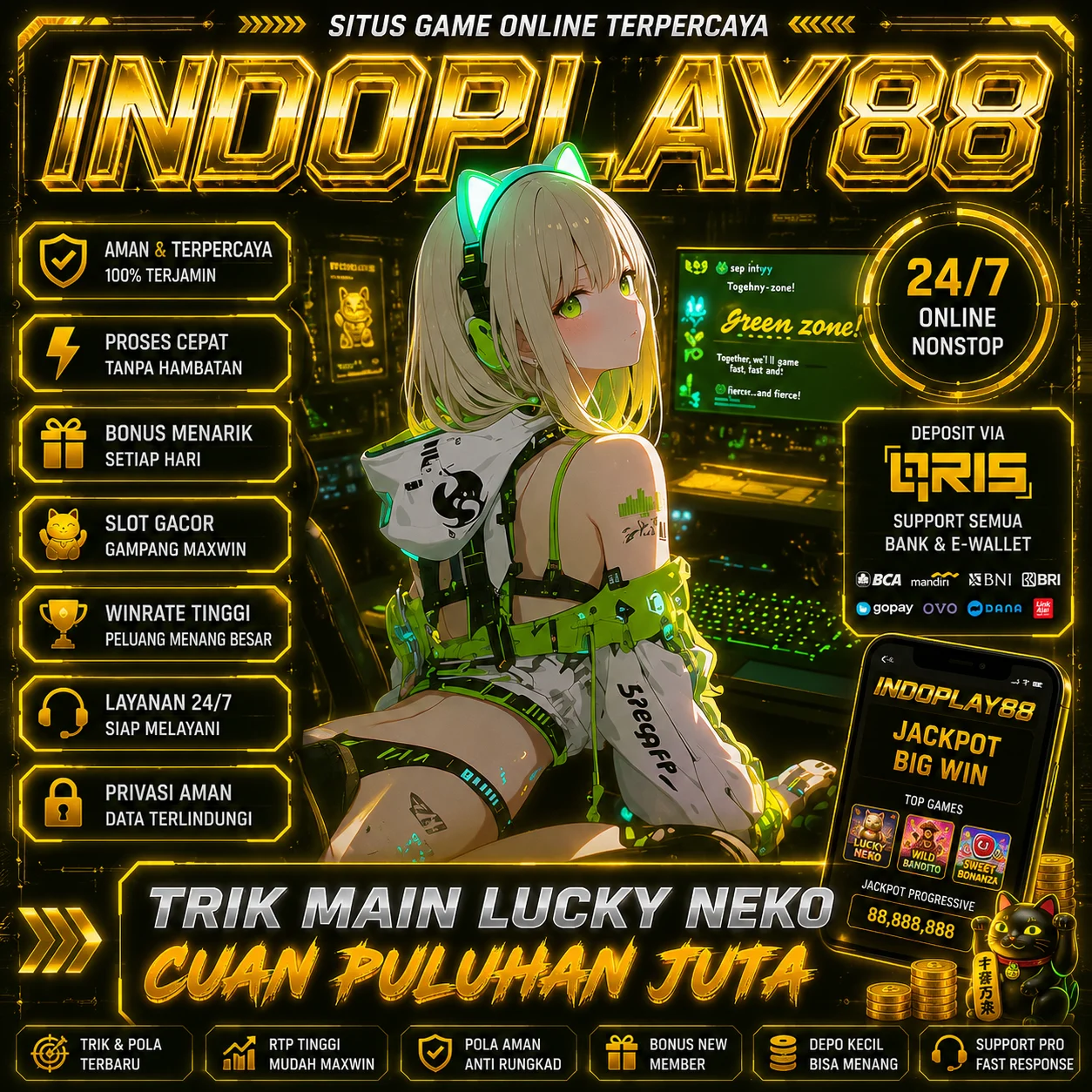 INDOPLAY88 : Trik Main Slot Lucky Neko | PG Soft Cuan Puluhan Juta
