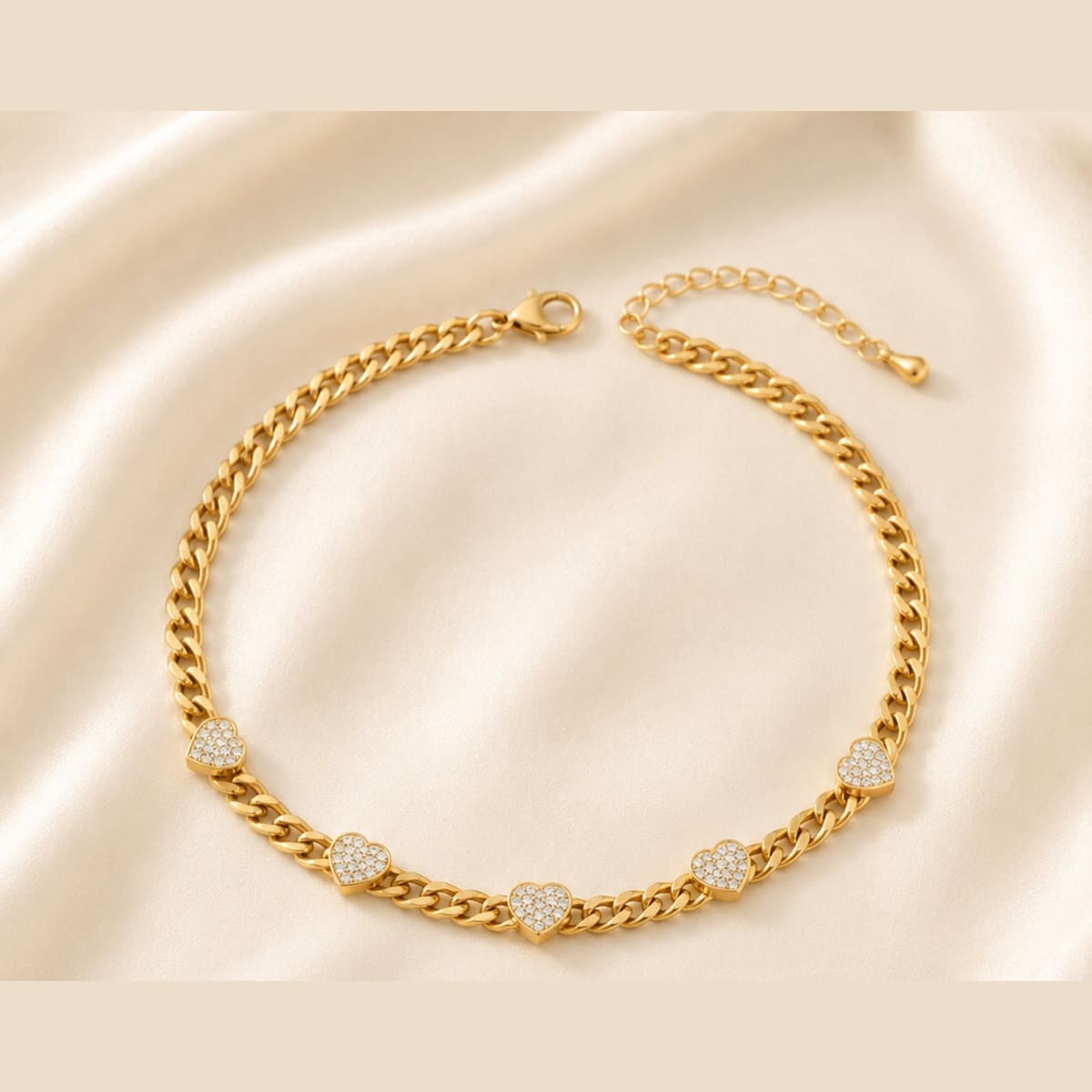 Gold Zircon Heart Rhinestone Necklace ♡ 