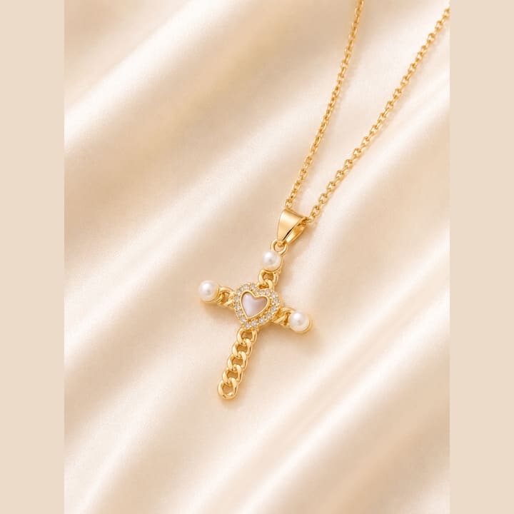 Gold Cross Pearl 