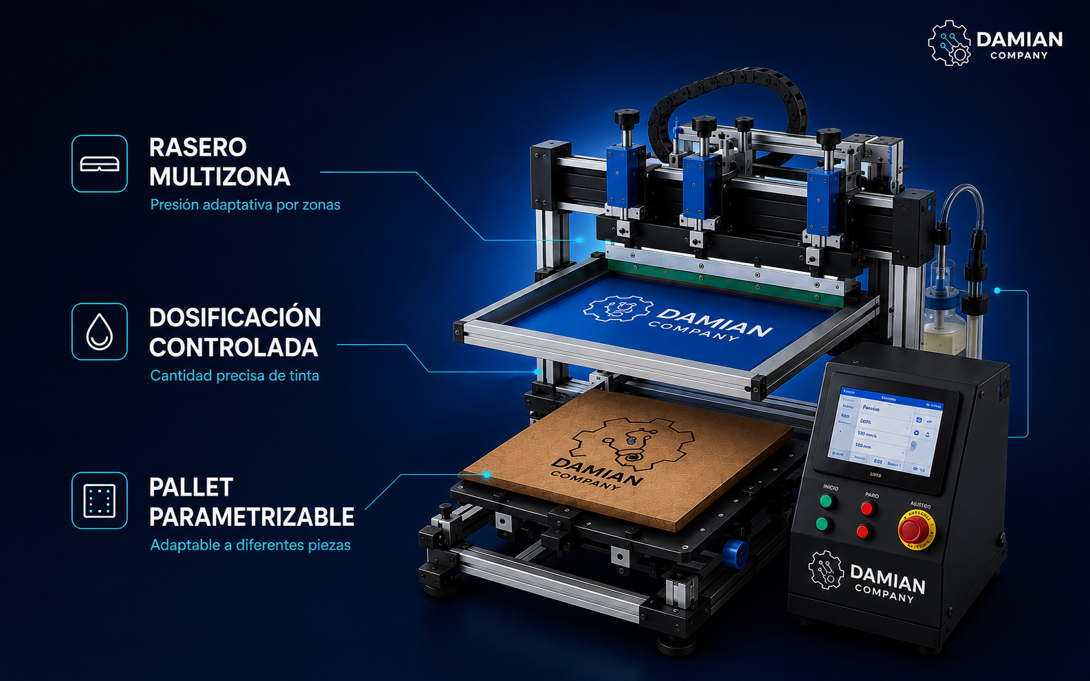 Sistema adaptativo de impresión serigráfica para materiales rígidos
