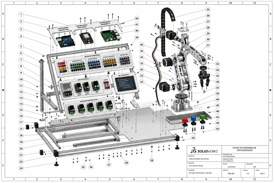 Módulo didáctico de automatización industrial con brazo robótico de 5 GDL — imagen 2