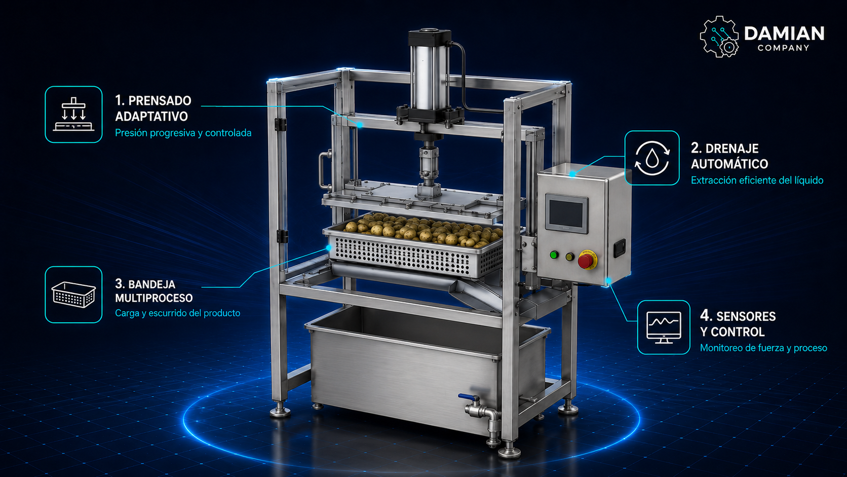 Ch’uñoPress AutoDrain: Sistema de prensado y drenaje adaptativo para la deshidratación acelerada de papa congelada en la producción de chuño y tunta — imagen 1