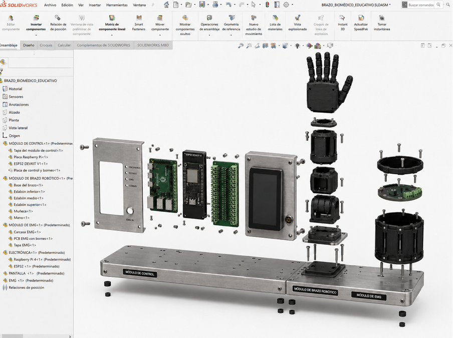 Sistema modular didáctico para el aprendizaje del control neuromuscular de una prótesis reconfigurable de miembro superior mediante señales EMG y EEG — imagen 2