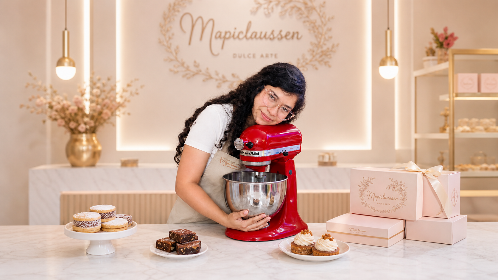 Mapi, creadora de Mapiclaussen, preparando postres artesanales