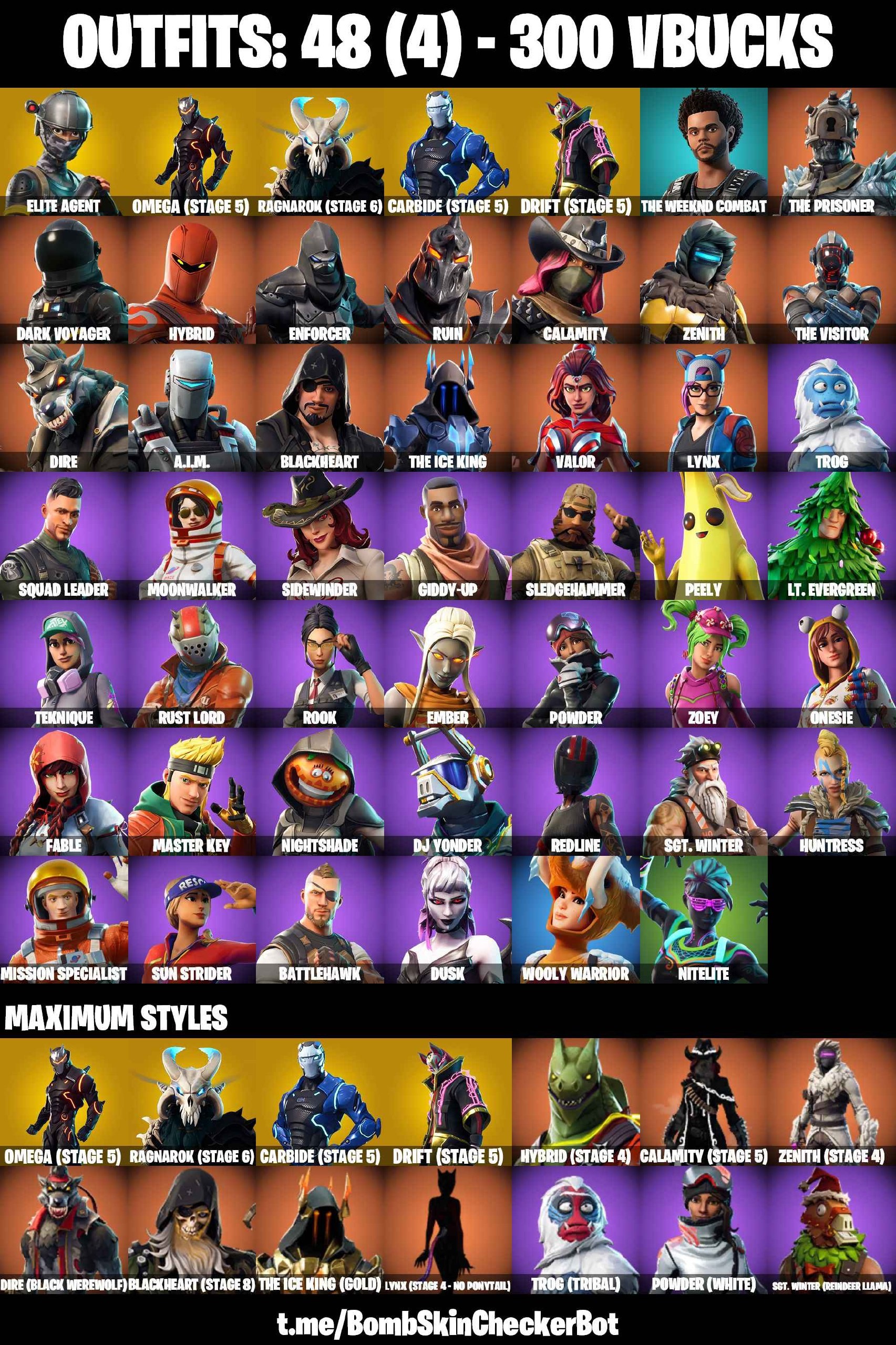 48 Skins, Omega (Stage 5), Take The L, Elite Agent, Ragnarok (Stage 6), Carbide (Stage 5), Crowbar [PC/PSN/XBOX/Switch]