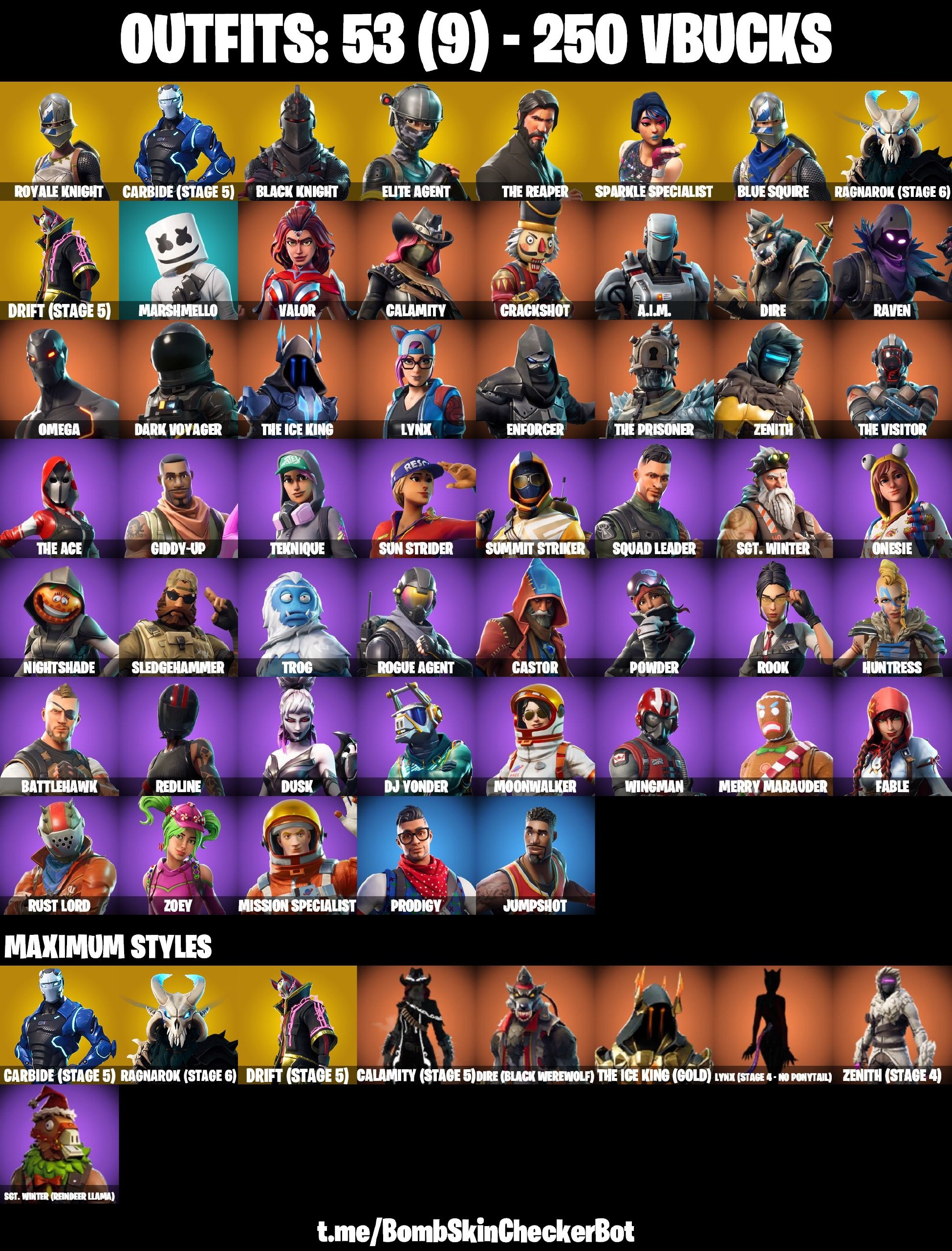 53 Skins, Black Knight, AC/DC, Sparkle Specialist, Floss, Royale Knight, Blue Squire, The Reaper, Take The L, Omega [PC/PSN/XBOX]