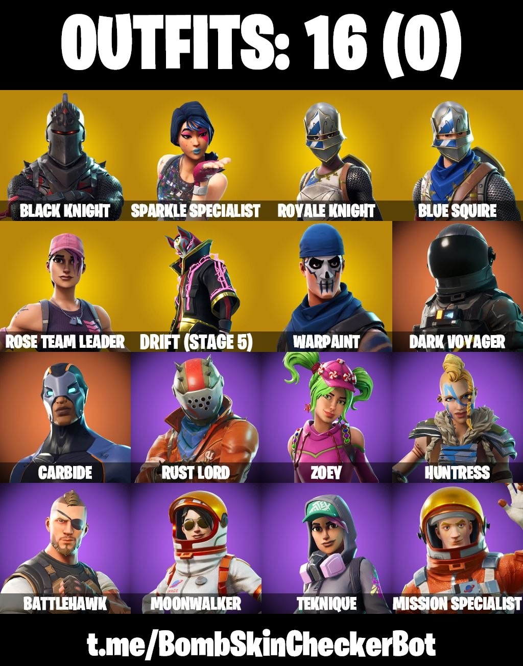 16 Skins, Black Knight, Sparkle Specialist, Floss, Take The L, OG STW, Blue Squire, Royale Knight, AC/DC [PC/PSN/XBOX]