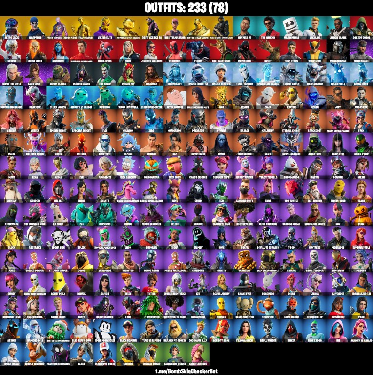 233 Skins, OG STW, Astro Jack, Master Chief (Matte Black), Gold Midas, Deadpool, Lara Croft, Victor Elite, Omegarok [PC/PSN/XBOX]