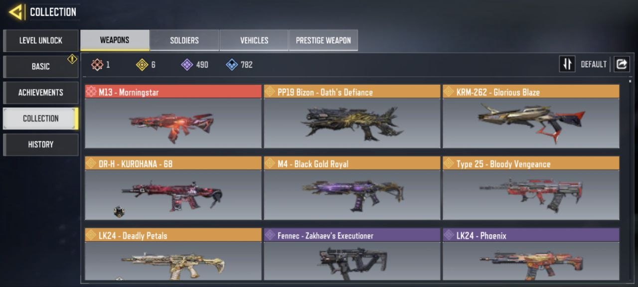 Call of Duty Mobile Account – Mythic Gun (M13) – Mythic Skin(Templar) – 6 Legend Guns – 490 Epic Guns – 262 Skins – Dance : 78