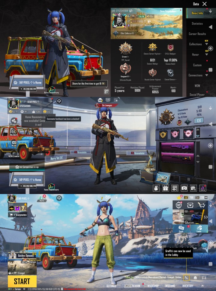 iOS Android Level76 Full Skin 220UC 12 Upgrade Gun Good Gun Beutiful Account Code300