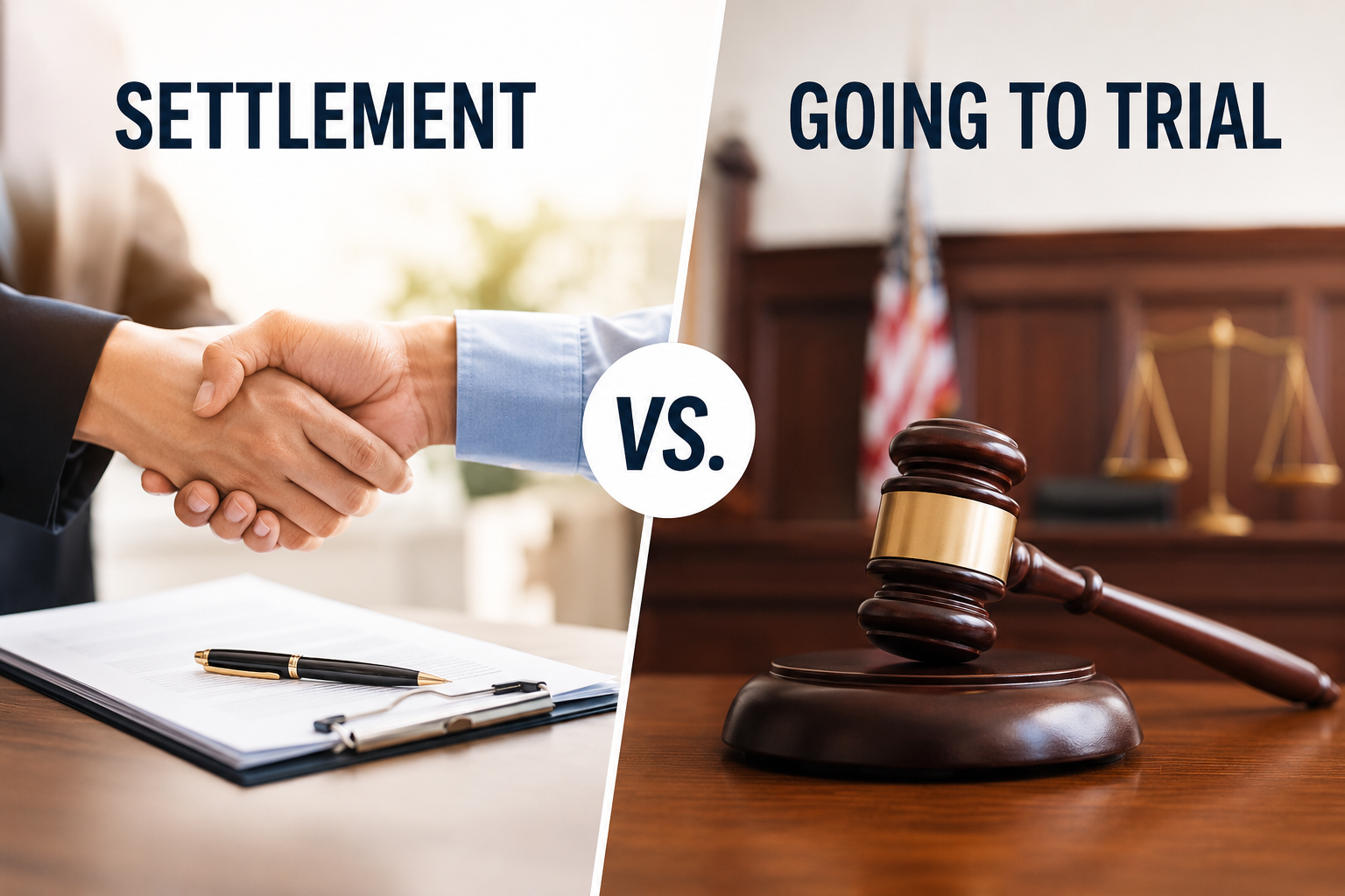 Settlement vs. Going to Trial in a Personal Injury Case: Key Differences, Costs, Risks & Outcomes