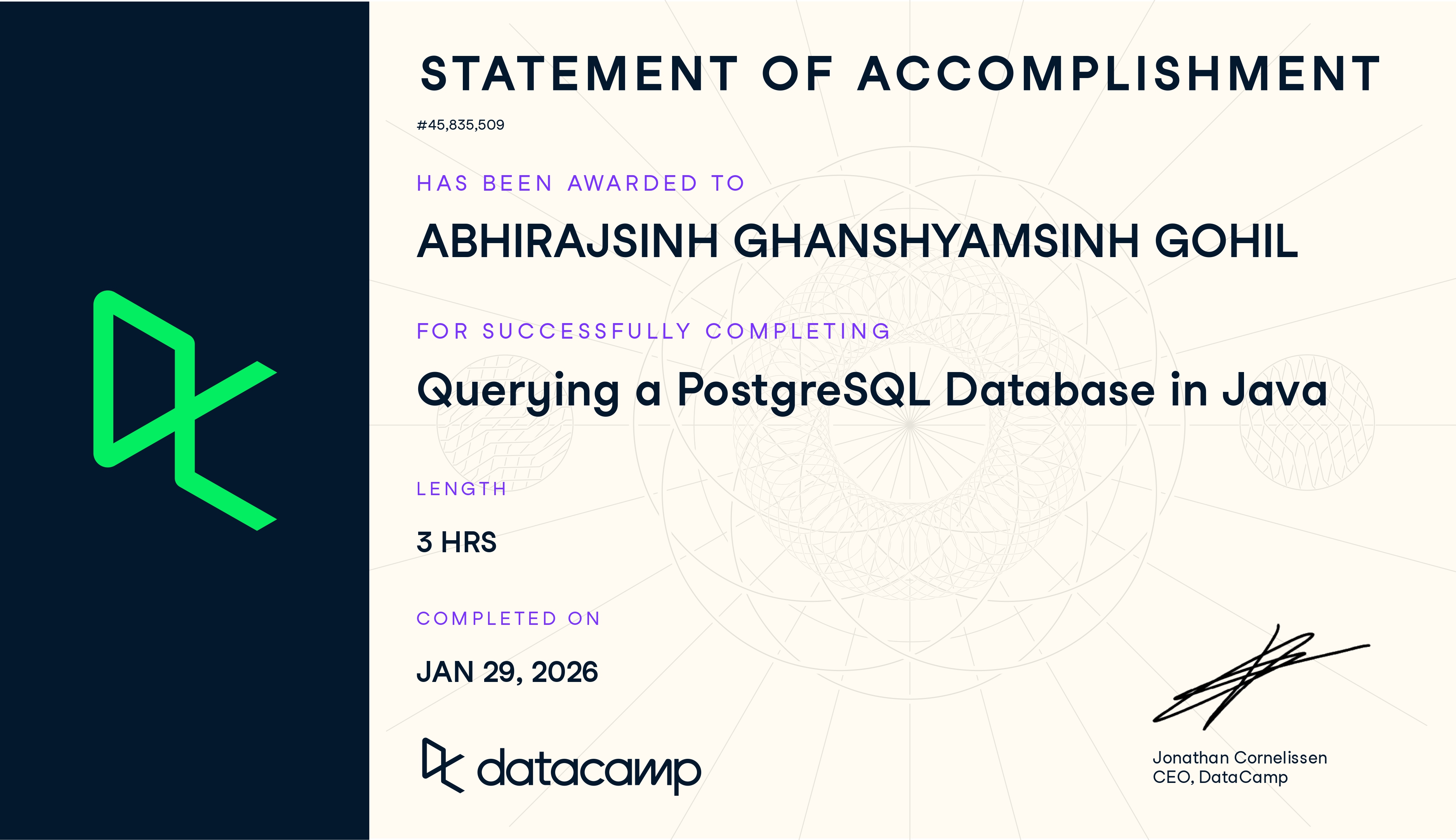 DataBase in Java at DataCamp