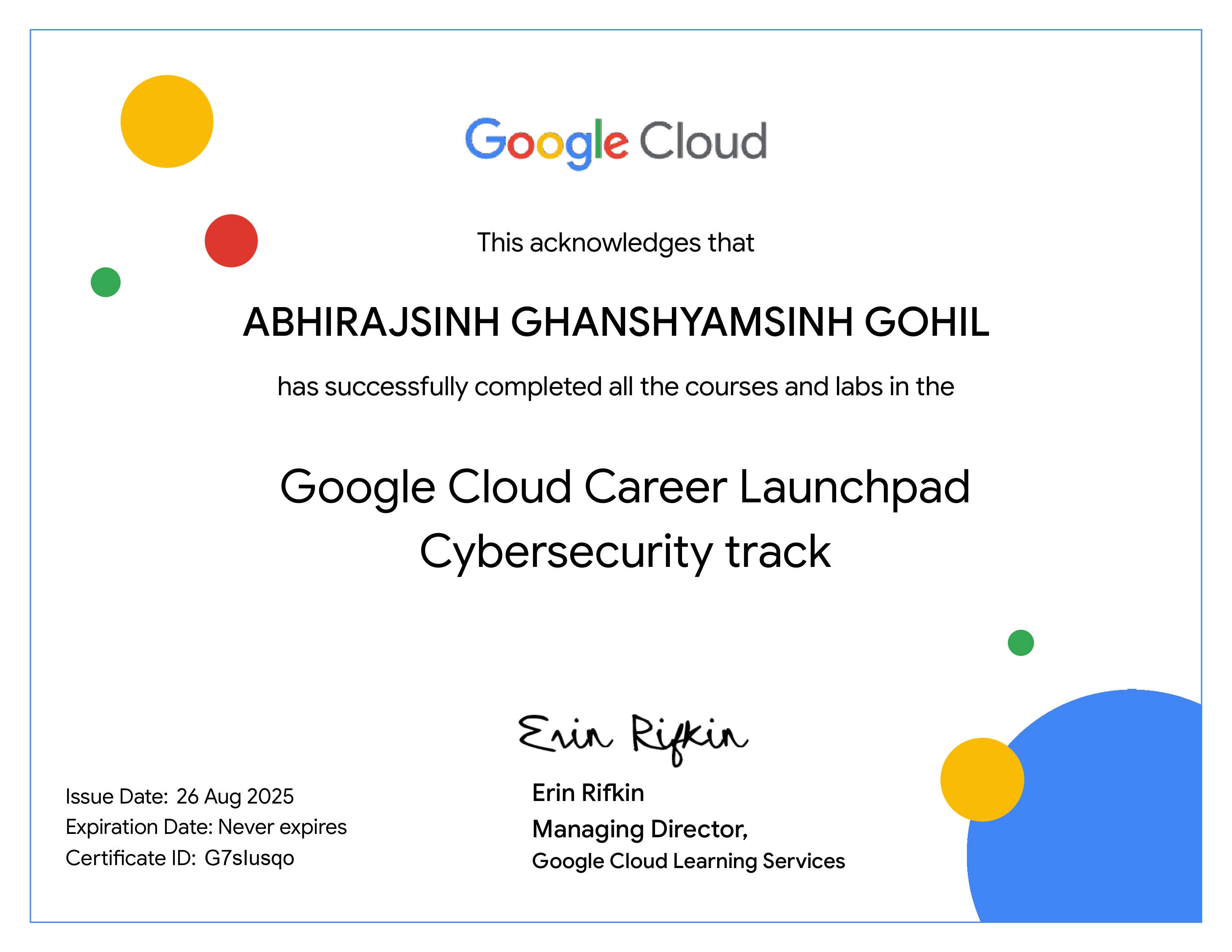 Google Cloud Career Launchpad Cybersecurity track at Google Cloud Skill Boost