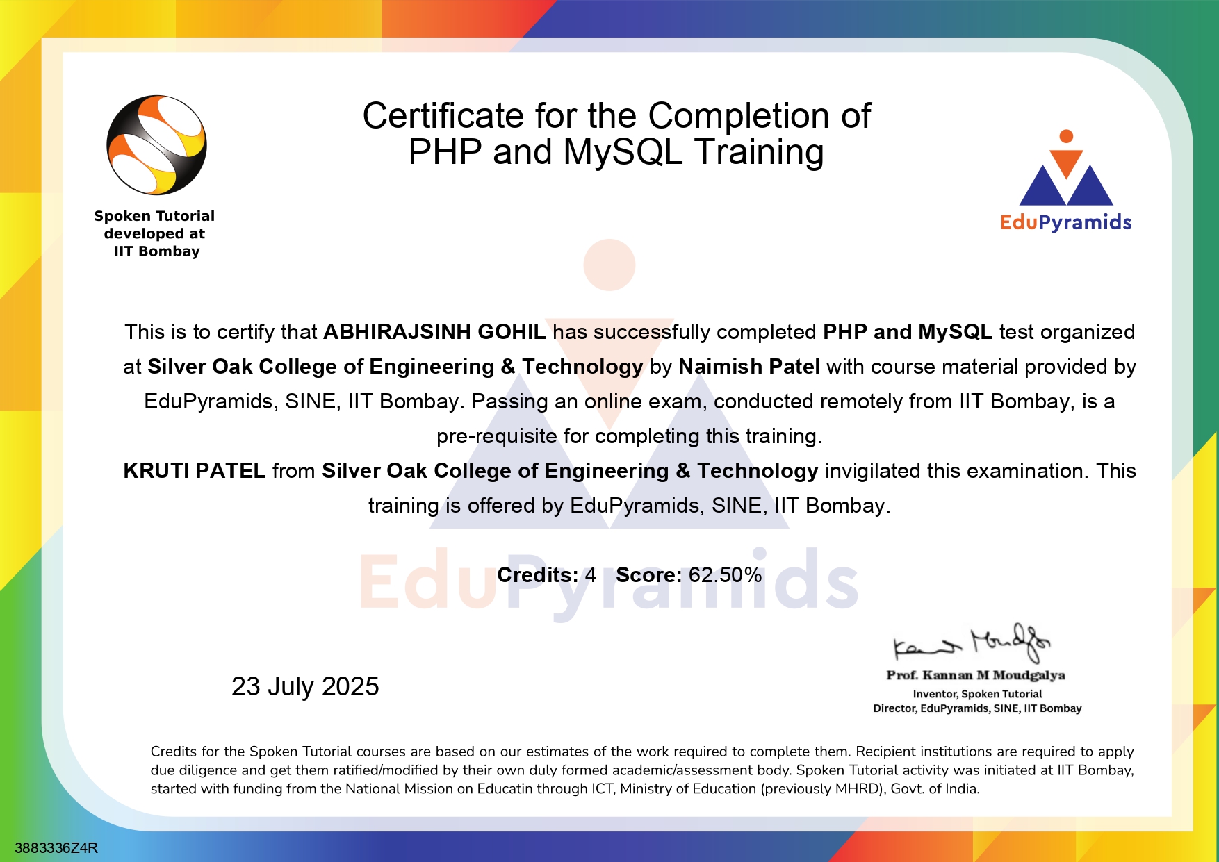 PHP andMySQL Training at Spoken Tutorial