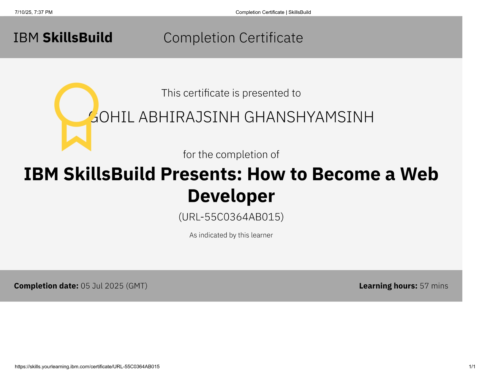 Become a Web Dev at IBM Skill Build