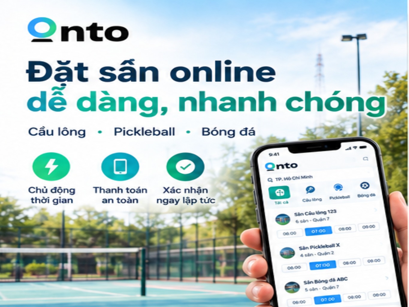 Đặt Sân Online Mọi Môn Thể Thao Nhanh Chóng Cùng Nền Tảng ONTO