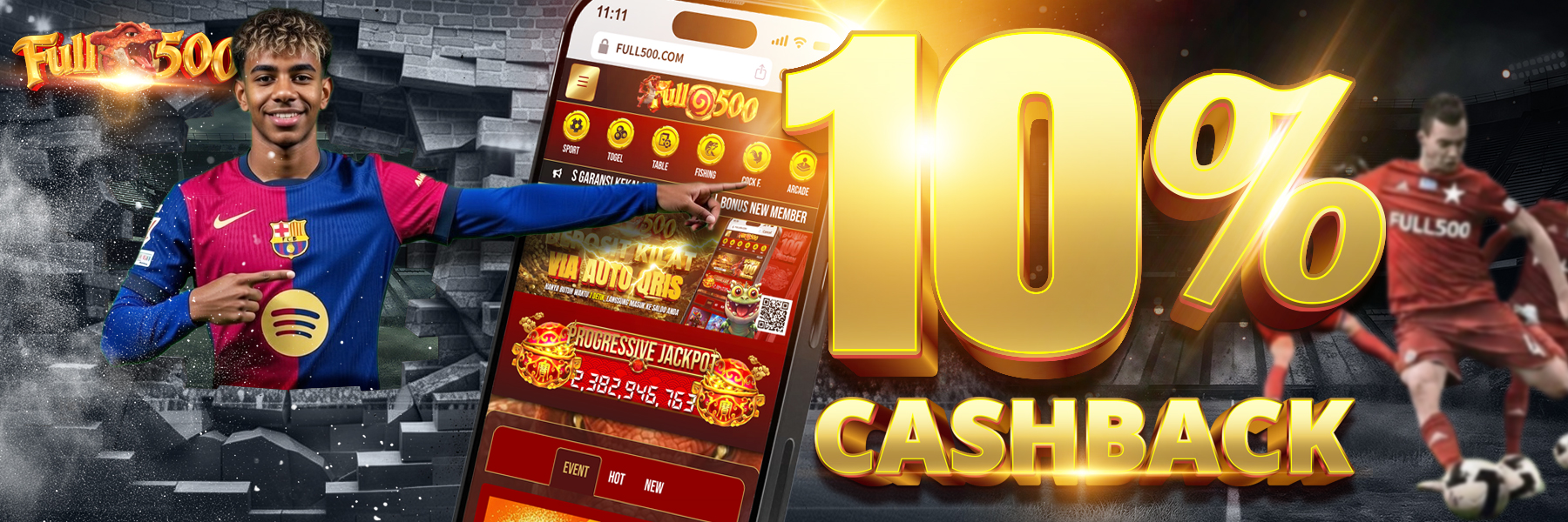 FULL500 - Bonus Cashback Sportbook Terbesar Hingga 10%